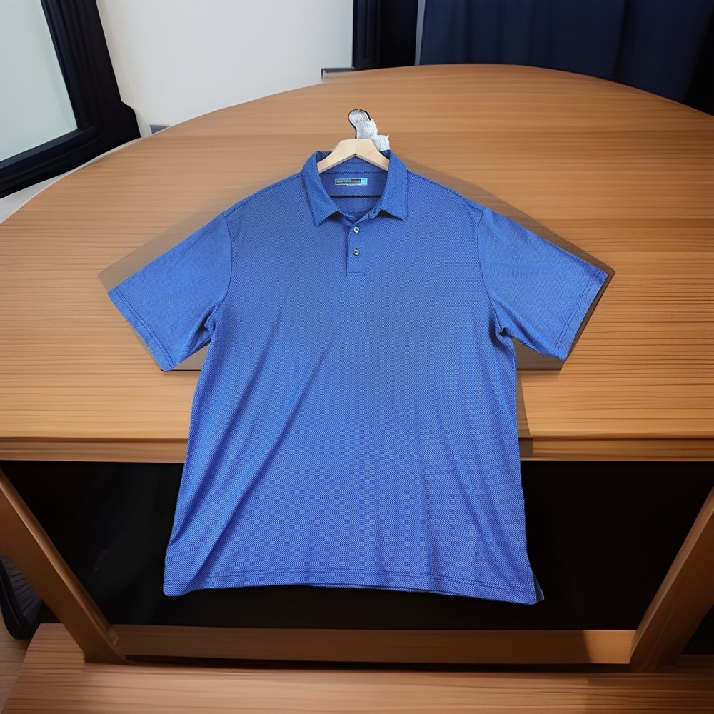 ROUNDTREE & YORKE Performance 1/4 Button Short Sleeve Golf Polo Shirt Men's XLT